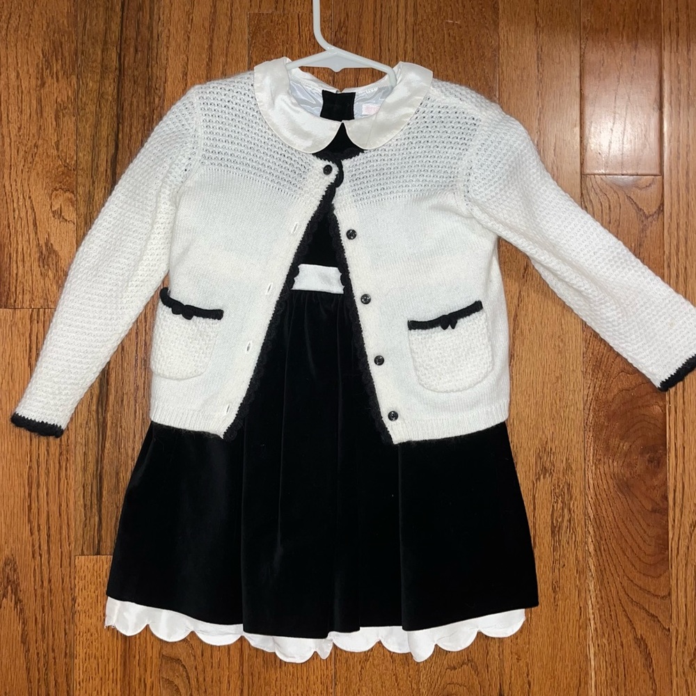 Black velvet Janie and Jack dress w cardigan